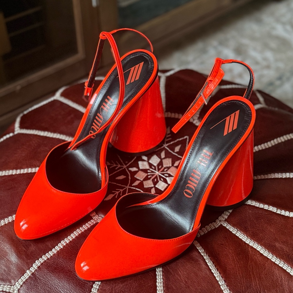 Rare ATTICO  Orange leather sandals heels pumps - Picture 3 of 15